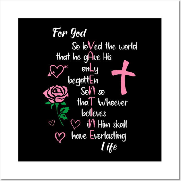 John 316 For God So Loved the World Valentines Christian Wall Art by jadolomadolo